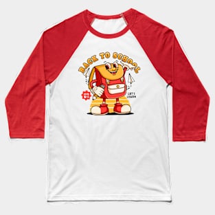 Back to School, retro schoolbag mascot character invites back to school Baseball T-Shirt